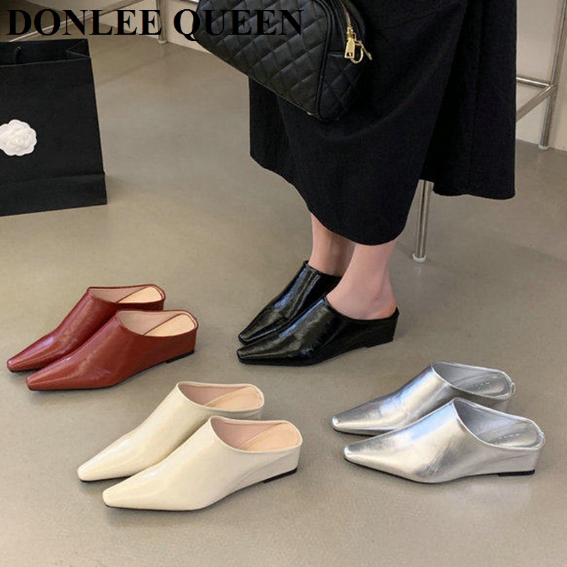 Vintage Fashion Heels - Women Fashion Close Toe Mule Slippers