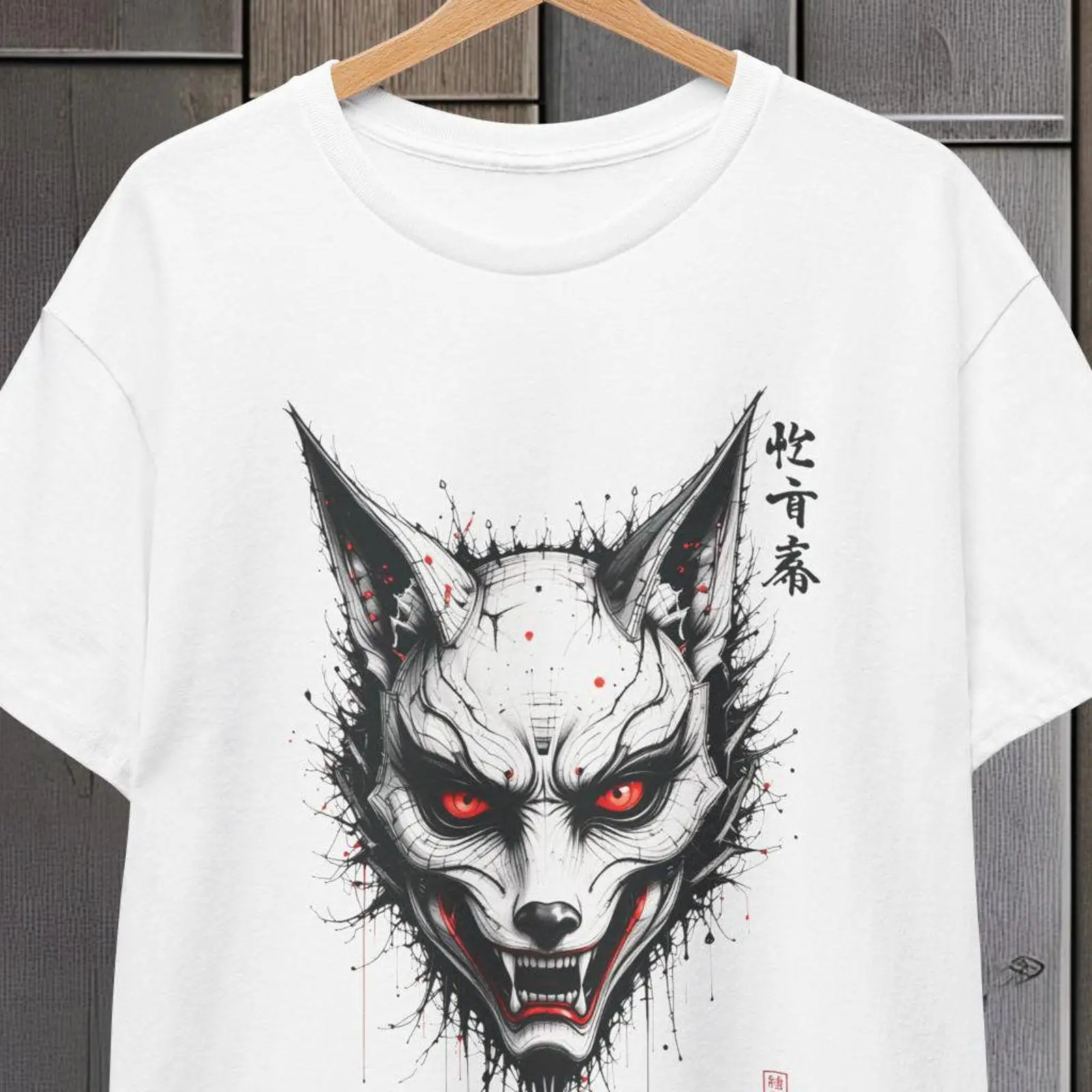 Japanese Fox Mask T Shirt Kyot - đánh giá và giá Vintage Fashion Kyoto