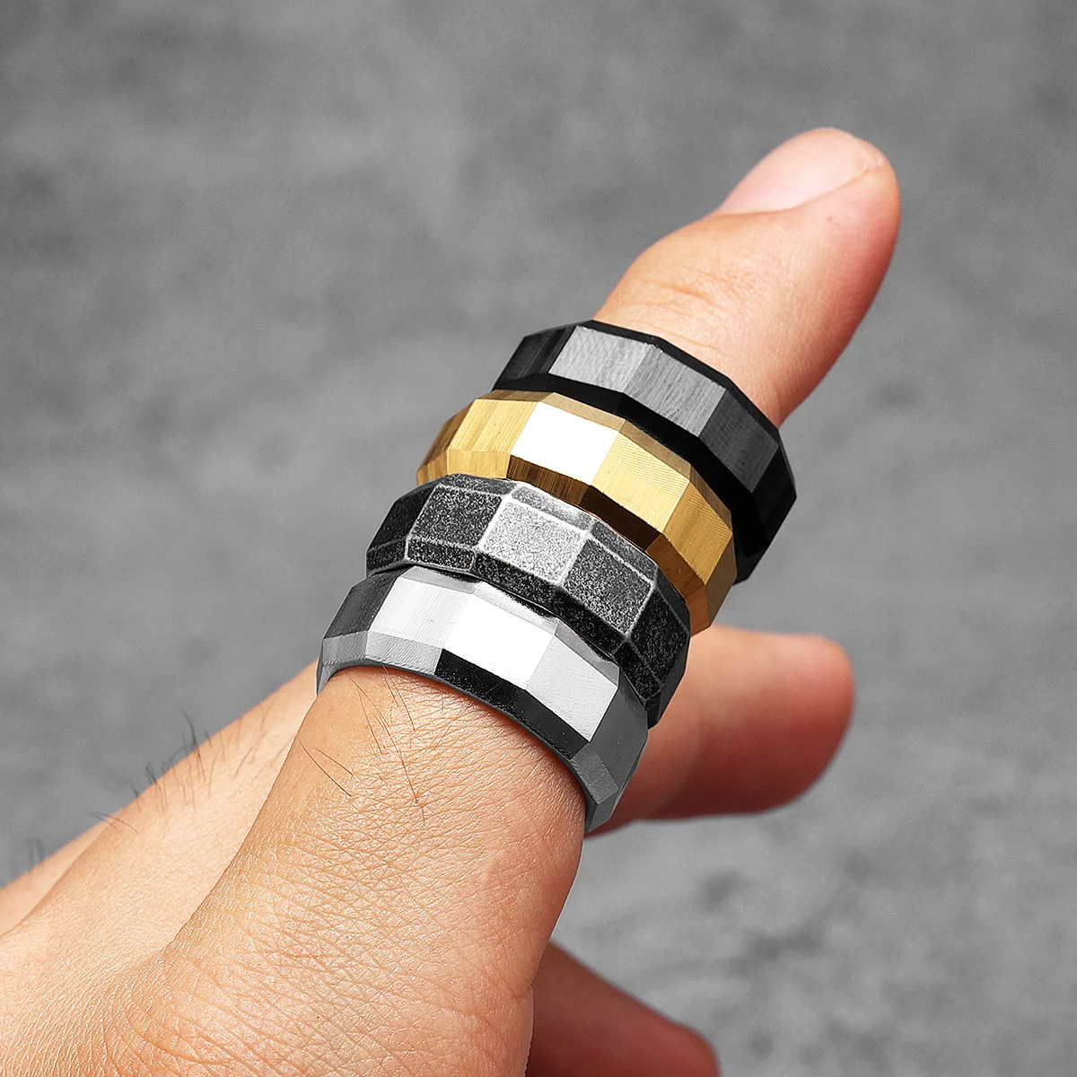 Geometric Cuts Men Rings Stain - đánh giá và giá Vintage Fashion Newtown