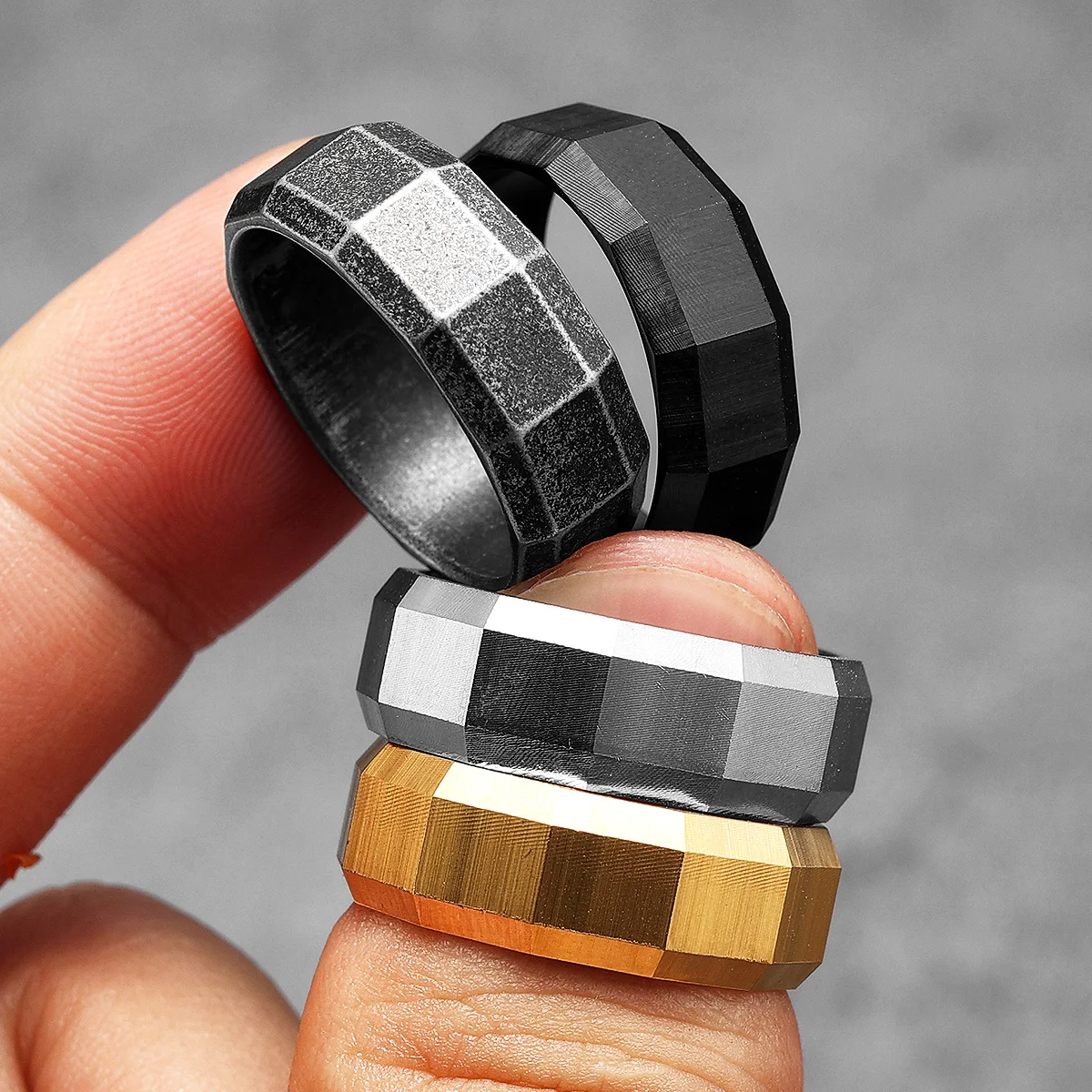 Geometric Cuts Men Rings Stain - đánh giá và giá Vintage Fashion Newtown